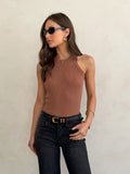 Take It Easy Tank in Brown - Stitch And Feather