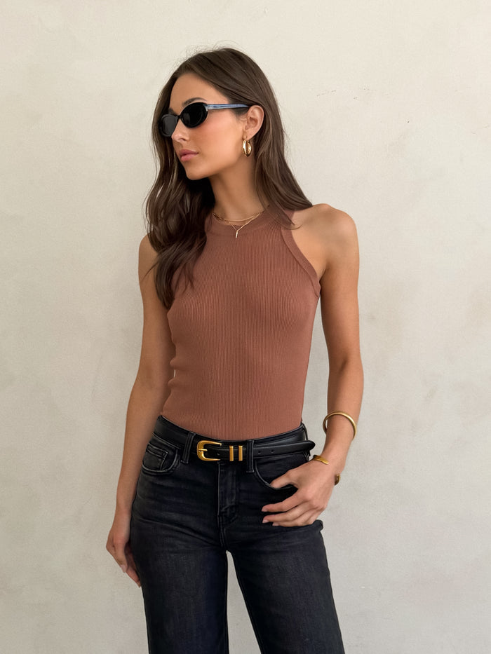 Take It Easy Tank in Brown - Stitch And Feather