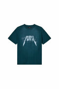 Taped Tee in Dark Sea color with textured jersey and regular fit, available in multiple sizes.