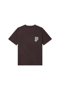 Taped Wordmark Tee in light brown, regular fit, 100% cotton textured jersey material.