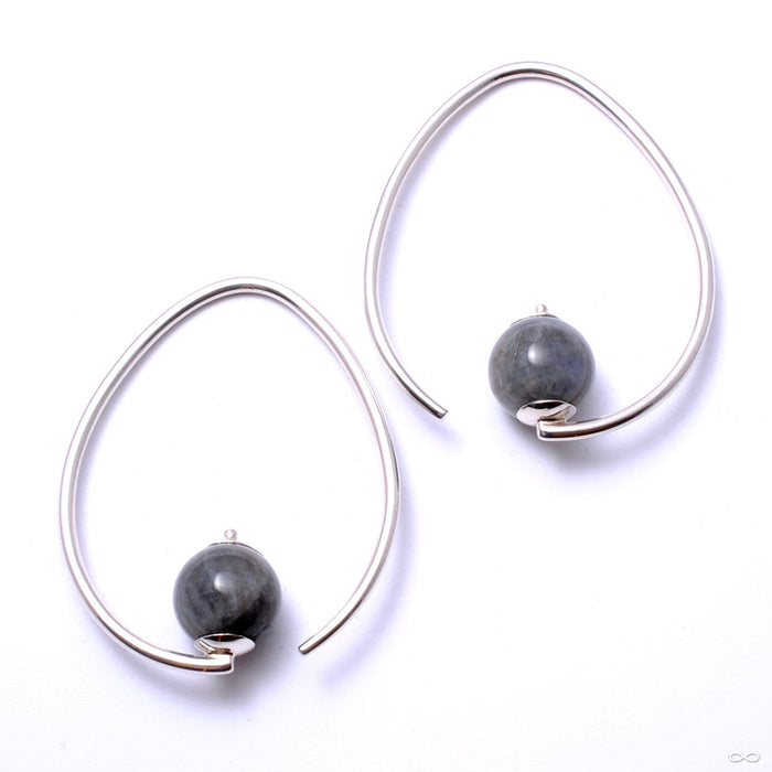 Tear Dew Drop Hoops from Diablo Organics with labradorite