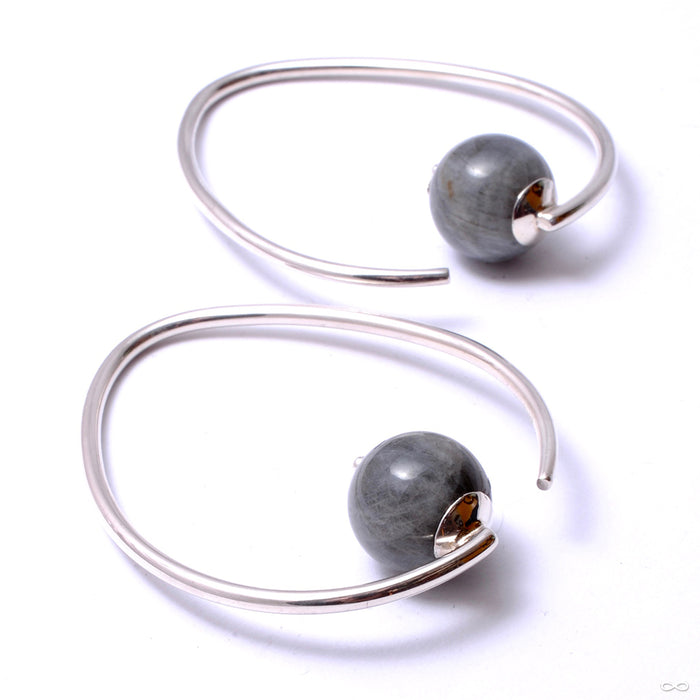 Tear Dew Drop Hoops from Diablo Organics with labradorite