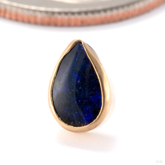 Teardrop Press-fit End in 14k Yellow Gold with Dark Blue Opal Large from Diablo Organics