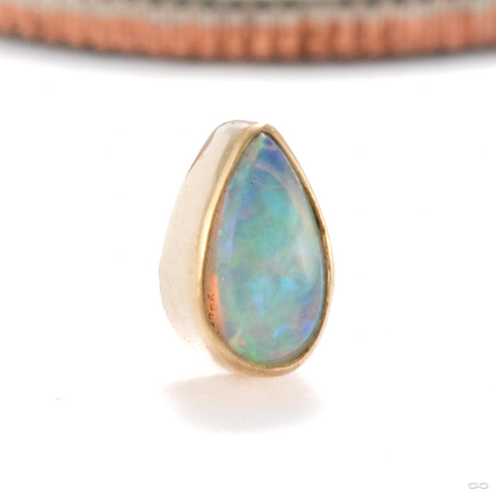 Teardrop Press-fit End in 18k Yellow Gold with Australian Opal Small from Diablo Organics