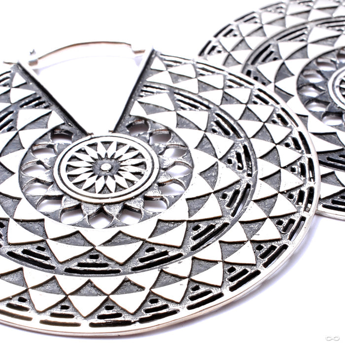 Temple of the Sun from Maya Jewelry in White Brass close up