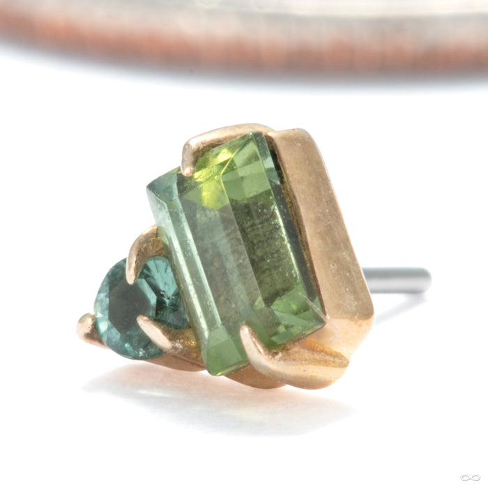 Tender Press-fit End in 14k Yellow Gold with Sea Foam Tourmaline from Maya Jewelry