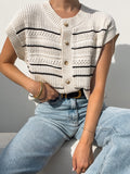 Terraza Stripe Knit Top in Cream - Stitch And Feather