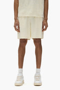 Terry Logo Shorts in relaxed fit, made of terry jacquard with a tonal camo pattern.
