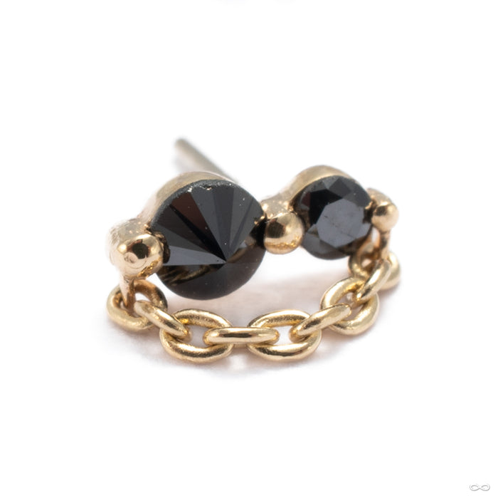 The Upside Down Major with Chain Press-fit End in 14k Yellow Gold with Black Diamond from Pupil Hall