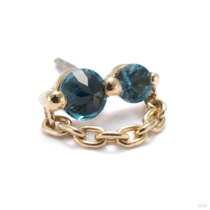 The Upside Down Major with Chain Press-fit End in 14k Yellow Gold with London Blue Topaz from Pupil Hall