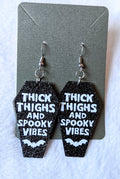 Thick Thighs And Spooky Vibes Coffin Acrylic Dangle Earrings