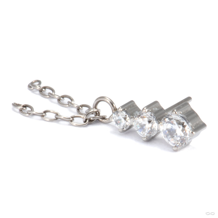 Three Stone Whip Press-fit End in Titanium from Diablo Organics with Clear CZ