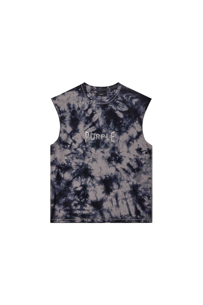 Tie Dye Tank Top in Black Beauty, textured jersey, 100% cotton, regular fit.