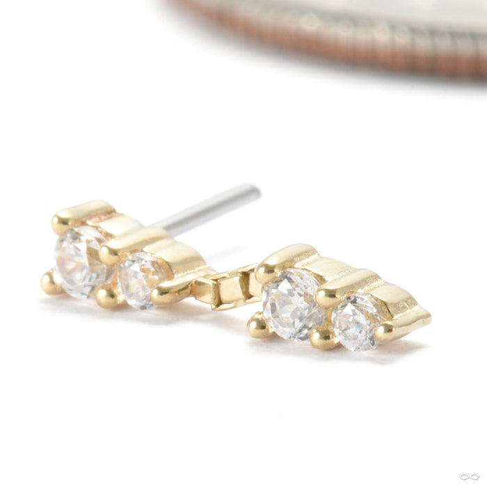 Tinker Press-fit End in Gold from Ember Body Jewelry with clear CZ