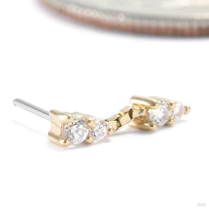 Tinker Press-fit End in Gold from Ember Body Jewelry with clear CZ