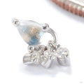 Tinsel Press-fit End in 14k White Gold with Blue Moonstone and Moissanite from Ember Body Jewelry