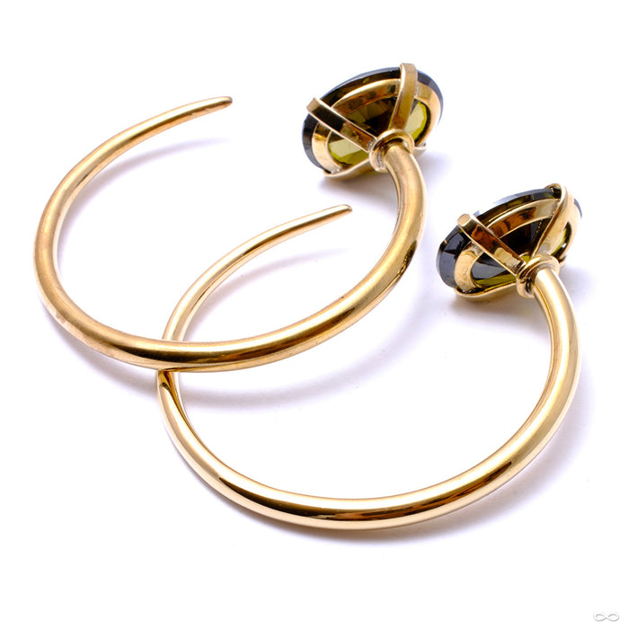 Tiny Tsabit Hoop with Oval CZs from Diablo Organics with Olive CZ