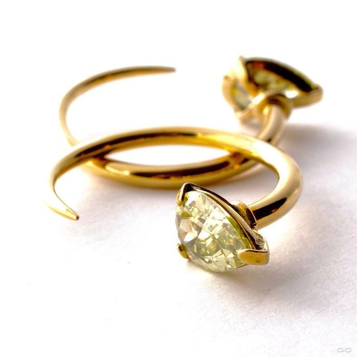 Tiny Tsabit Hoops with Stone Teardrop from Diablo Organics with Yellow CZ