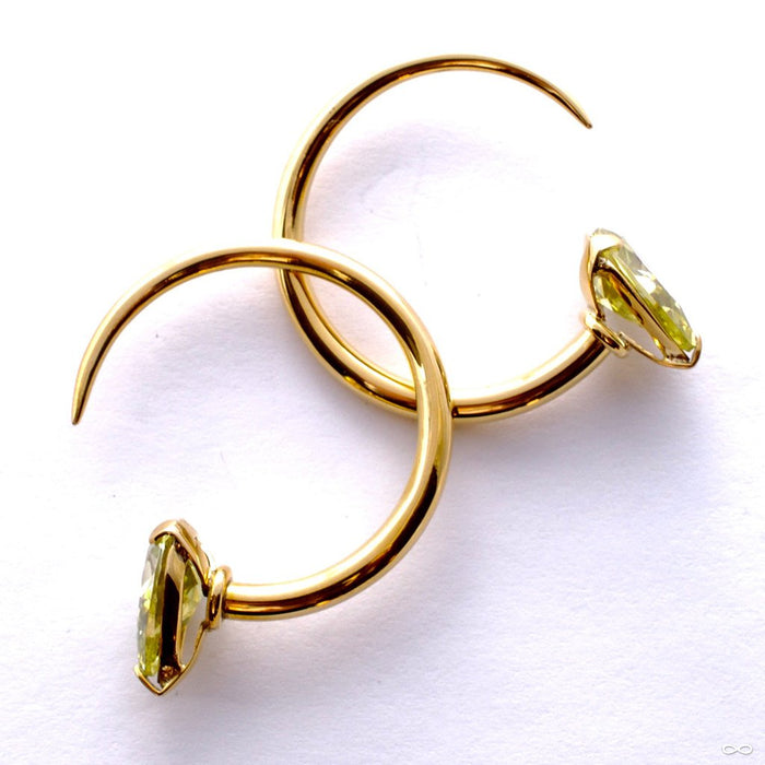 Tiny Tsabit Hoops with Stone Teardrop from Diablo Organics with Yellow CZ