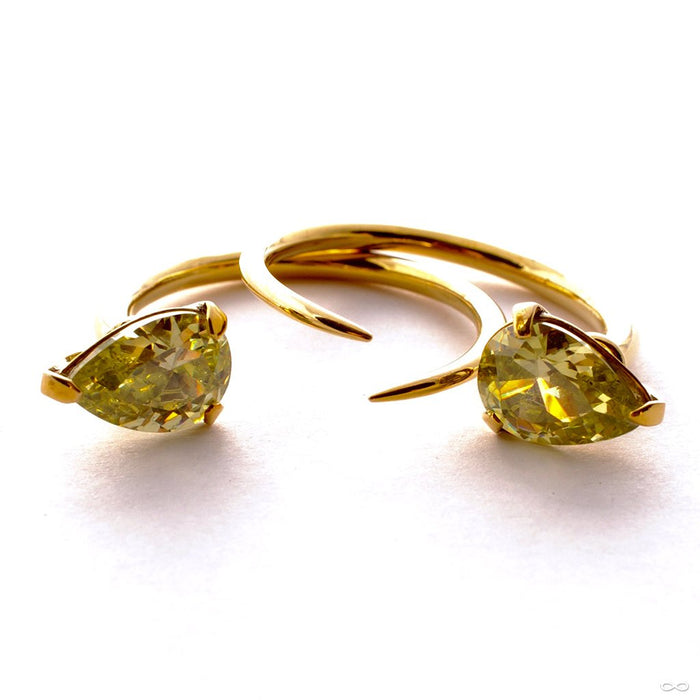 Tiny Tsabit Hoops with Stone Teardrop from Diablo Organics with Yellow CZ
