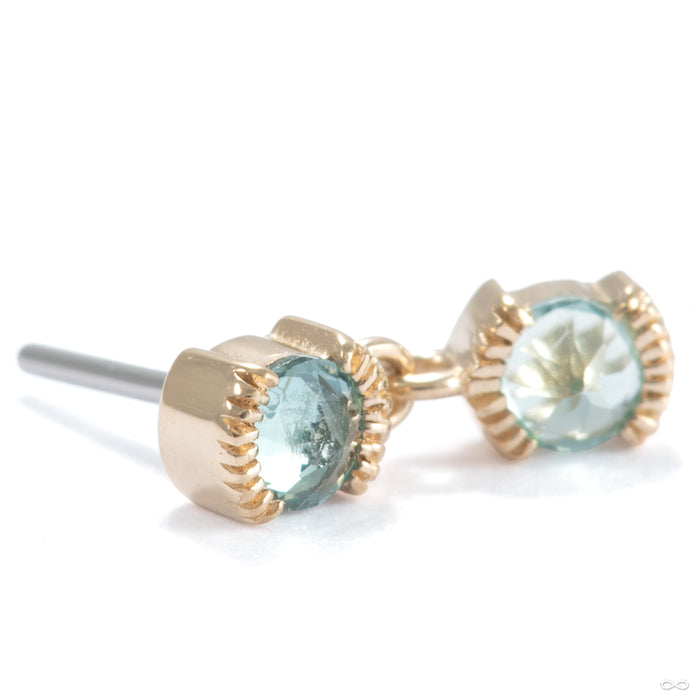 Tonic Press-fit End in 14k Yellow Gold with Blue Tourmaline from Ember Body Jewelry