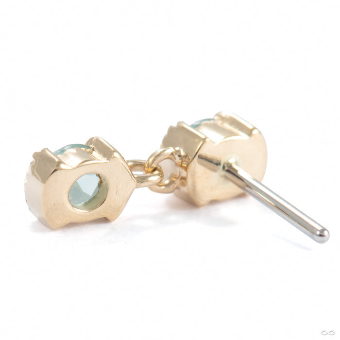 Tonic Press-fit End in 14k Yellow Gold with Blue Tourmaline from Ember Body Jewelry open back detail