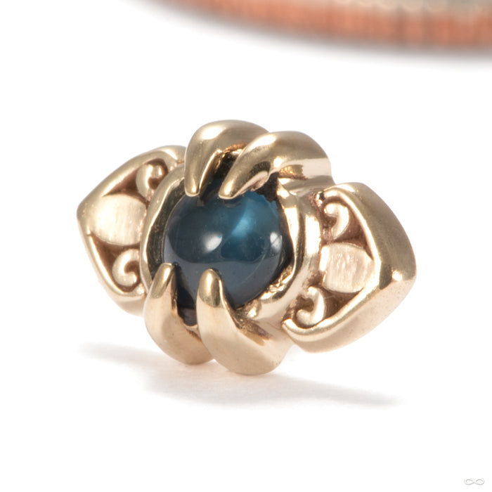 Totem Press-fit End in 14k Yellow Gold with Blue Sapphire Cabochon from Sacred Symbols