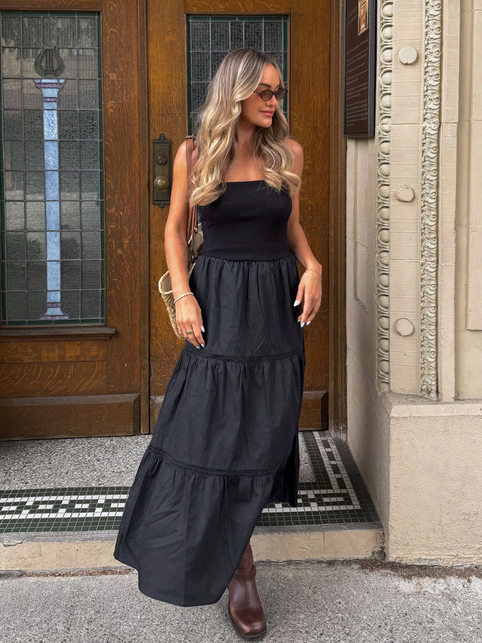 Tova Strapless Midi Dress - Stitch And Feather
