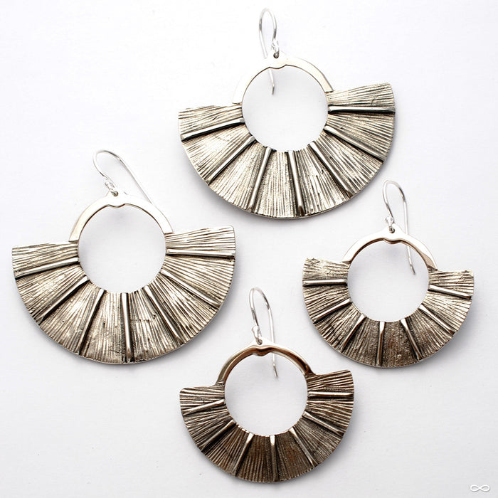 Traditional Fan Earrings from Diablo Organics in White Brass