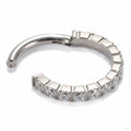 Tread Gem Clicker in Titanium with Clear CZ from Diablo Organics open detail