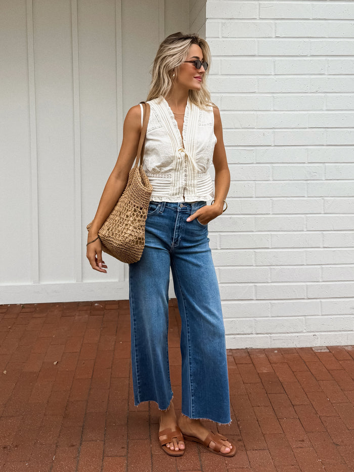 Tres Leches Embroidered Top in Cream - Stitch And Feather
