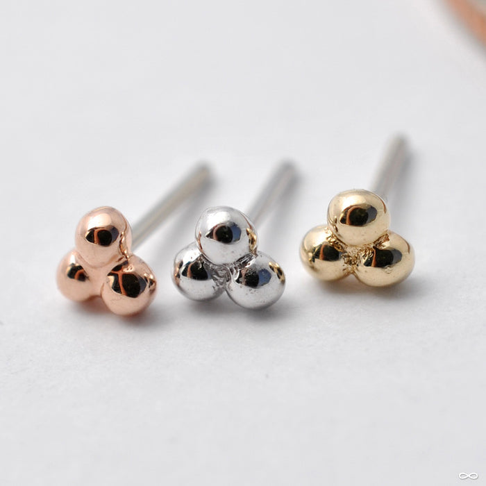 Tri Bead Cluster Press-fit End in Gold from BVLA in Assorted Metals