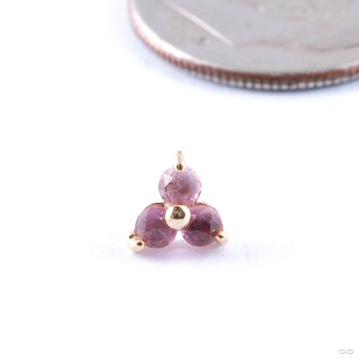 Tri Love Press-fit End in Gold from Quetzalli with pink tourmaline