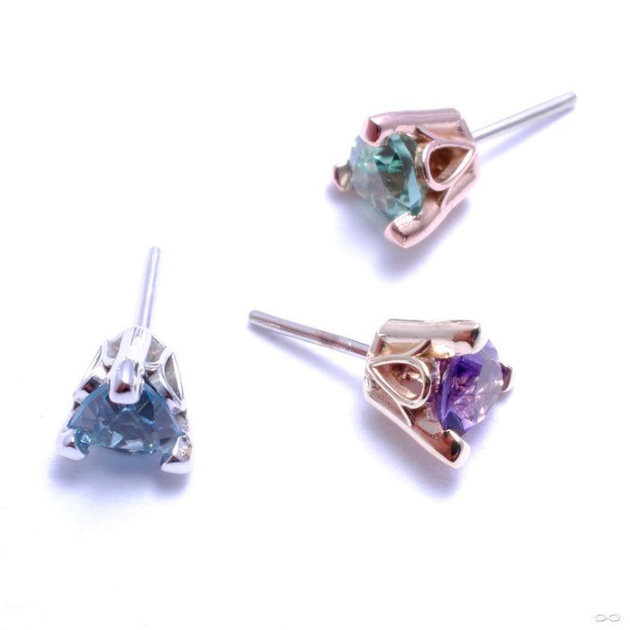 Trillion Scroll Press-fit End in Gold from BVLA with Assorted Stones