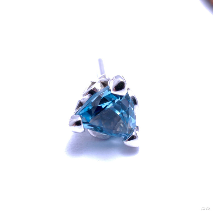 Trillion Scroll Press-fit End in Gold from BVLA with Swiss Blue Topaz