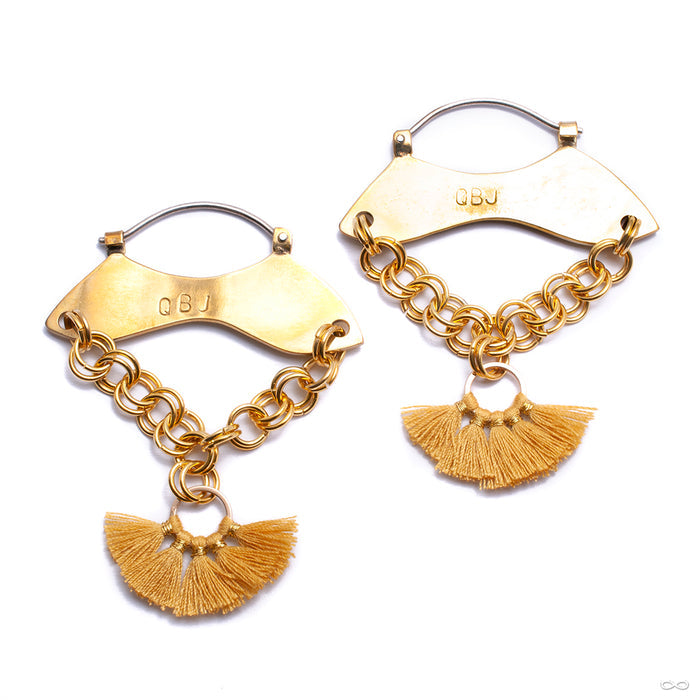 Trilogy Hoop Hybrid Earrings from Oracle with yellow tassel