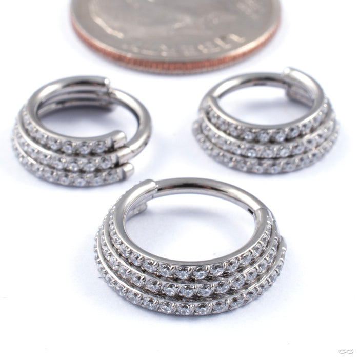 Triple Stacked Gem Clicker in Titanium from Diablo Organics in various sizes