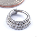 Triple Stacked Gem Clicker in Titanium from Diablo Organics with clear cz