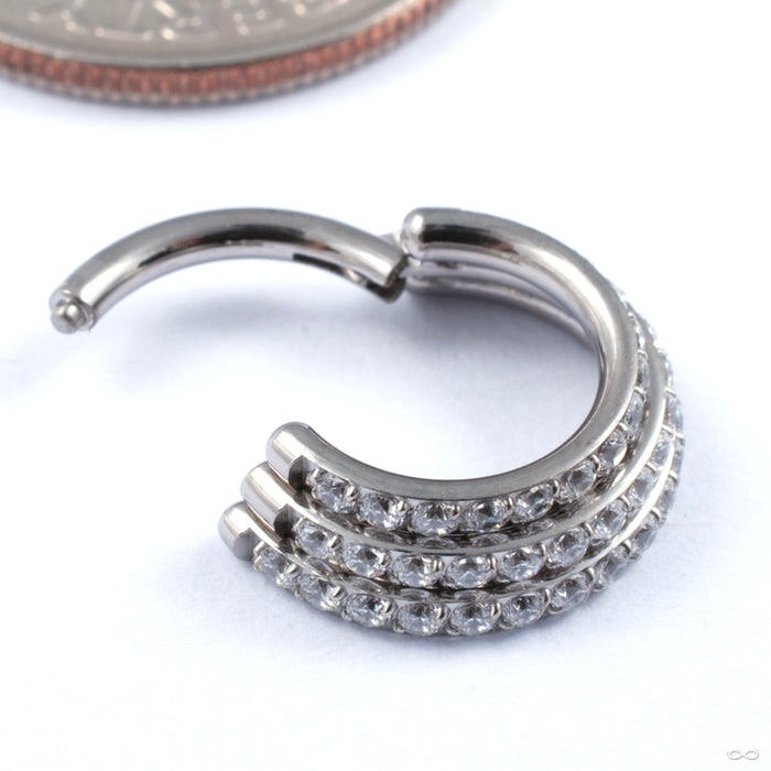 Triple Stacked Gem Clicker in Titanium from Diablo Organics open view
