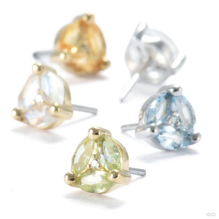 Triple Threat Press-fit End in Gold from Ember Body Jewelry in assorted materials