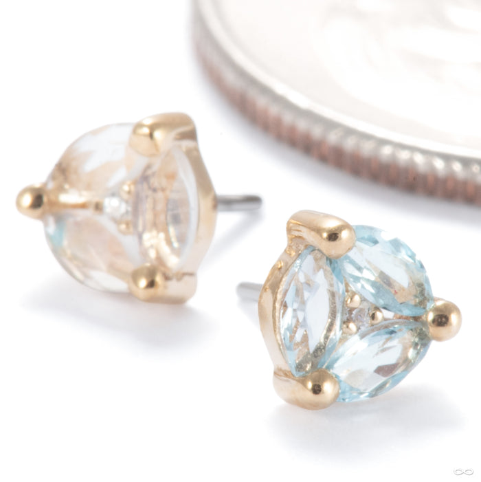 Triple Threat Press-fit End in Gold from Ember Body Jewelry in assorted materials