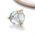 Triple Threat Press-fit End in Gold from Ember Body Jewelry with blue topaz & clear CZ