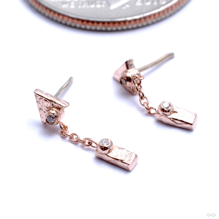 Tryangle Stone Dottie with Drip Press-fit End in Gold from Pupil Hall with diamond