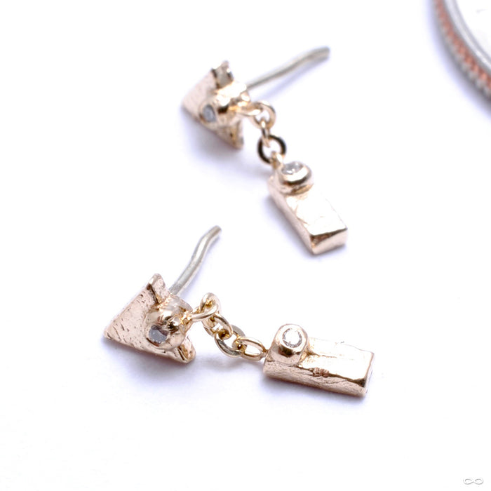 Tryangle Stone Dottie with Drip Press-fit End in Gold from Pupil Hall with diamond