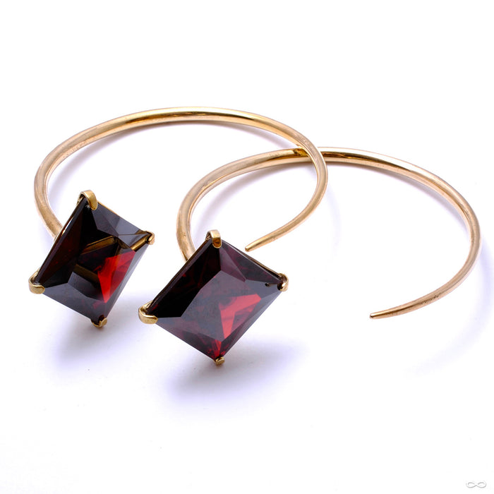 Tsabit Hoop with Princess-cut CZs from Diablo Organics with Red CZs