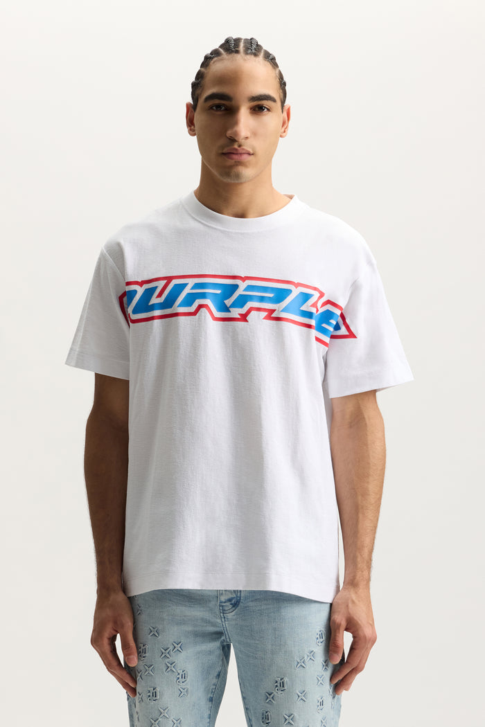 Turbo Type Tee in regular fit, made from 100% cotton, featuring textured jersey and silicone print.