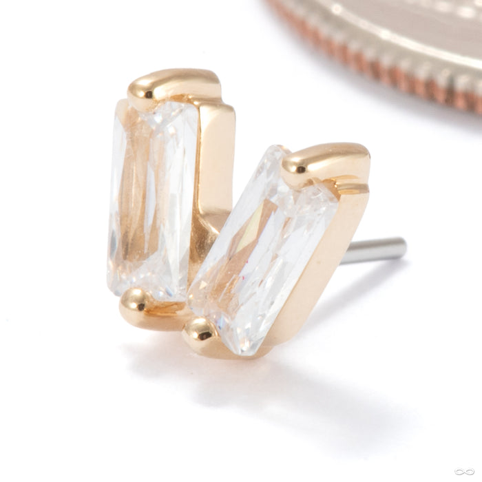 Twilight Zone Press-fit End in 14k Yellow Gold with Clear CZ from Ember Body Jewelry