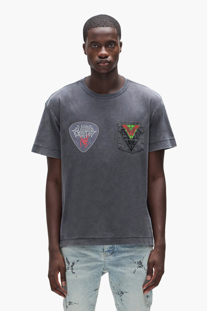 Twin Picks Tee in Slub Jersey Fit with Acid Wash and Textured Jersey finish