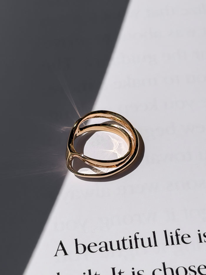 Twist Double Ring - Stitch And Feather