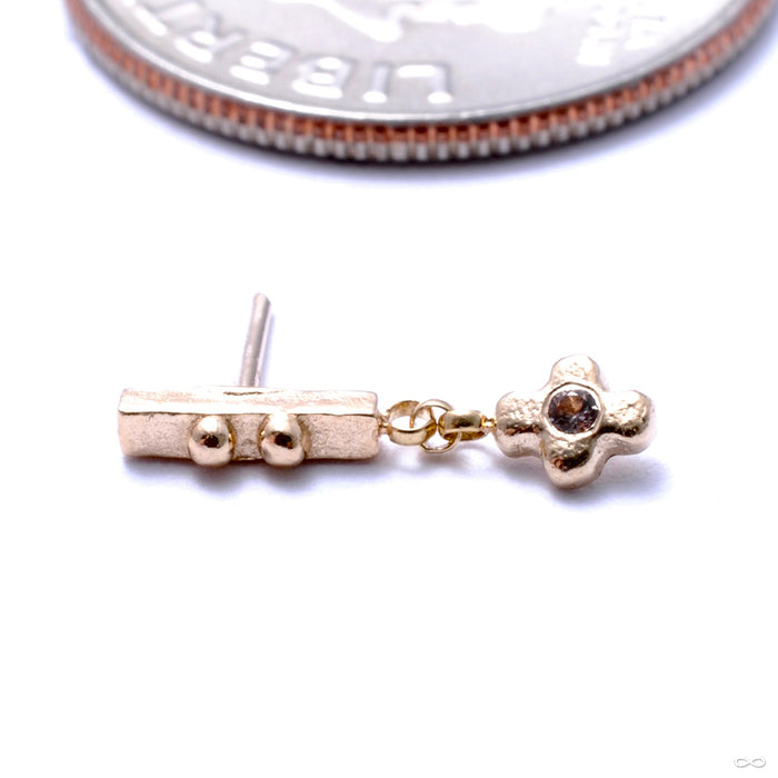 Two Dots One Bar with Drip Press-fit End in Gold from Pupil Hall with yellow sapphire